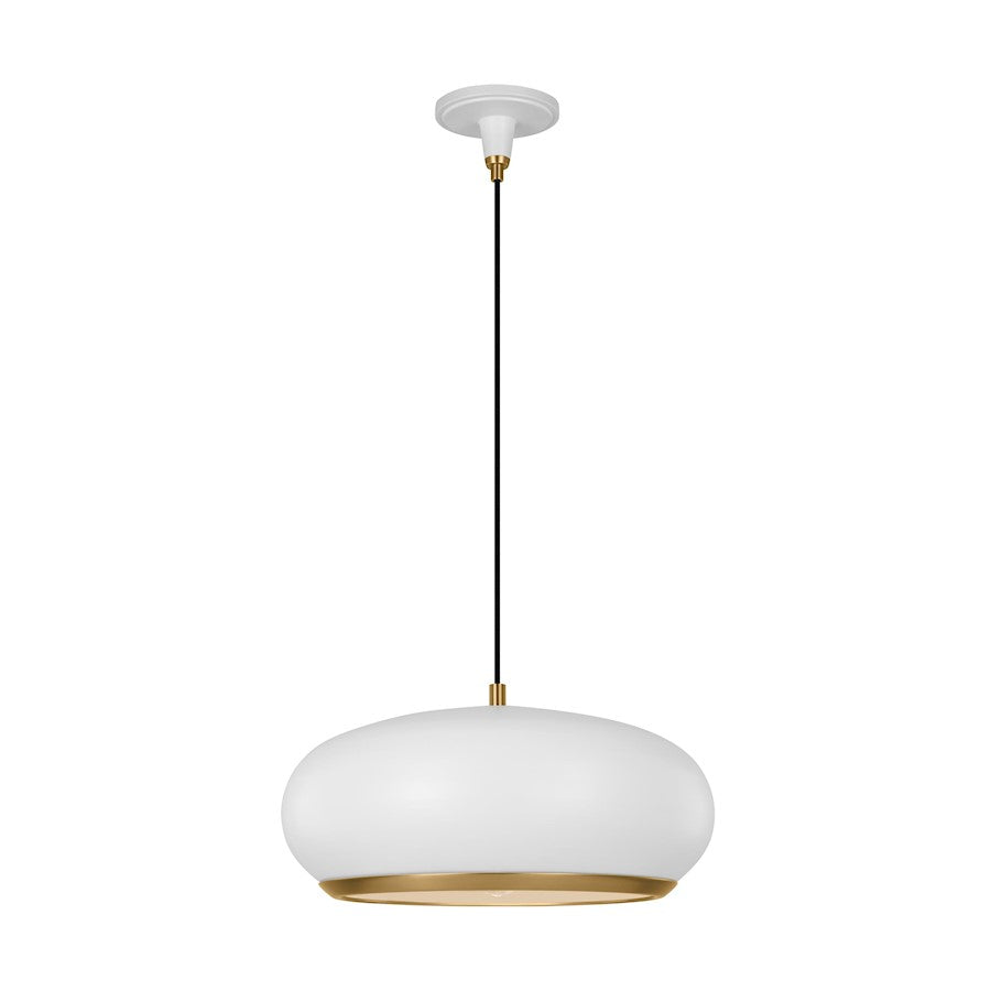 1 Light Large Pendant, White/Iron