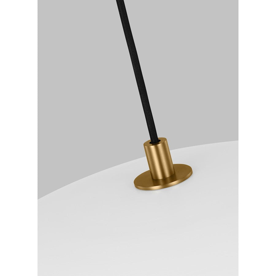 1 Light Large Pendant, White/Iron