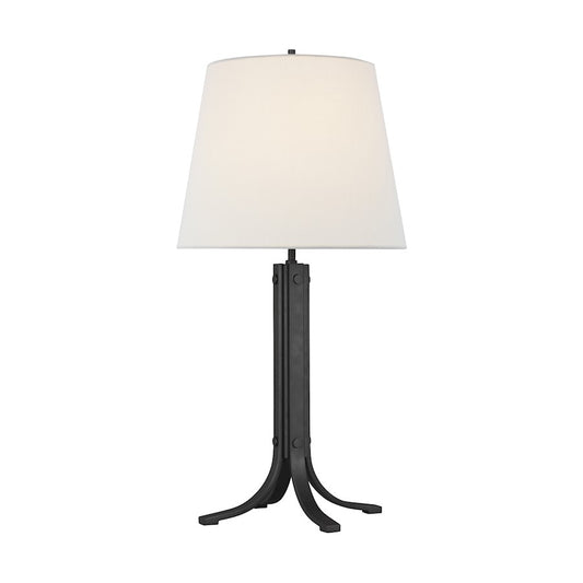 Visual Comfort Studio Logan 1 Light Table Lamp, Iron/White Linen - TT1051AI1