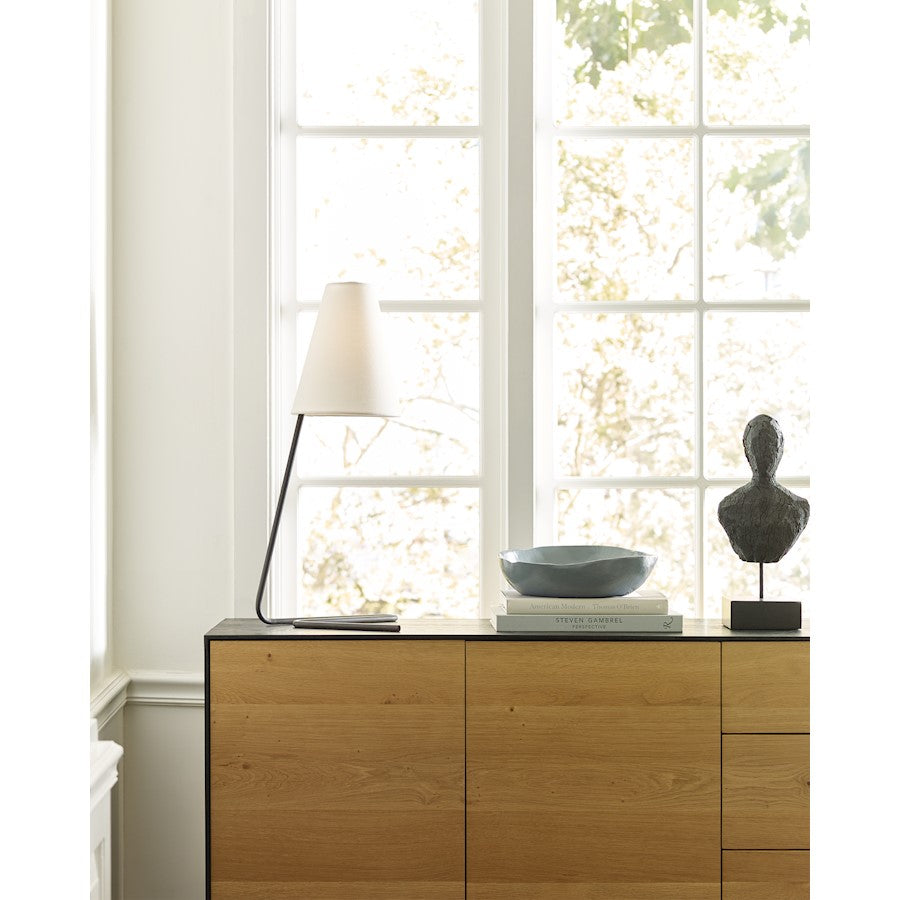 Studio Dylan 1-Lt Tall Table Lamp, Brass/White Linen