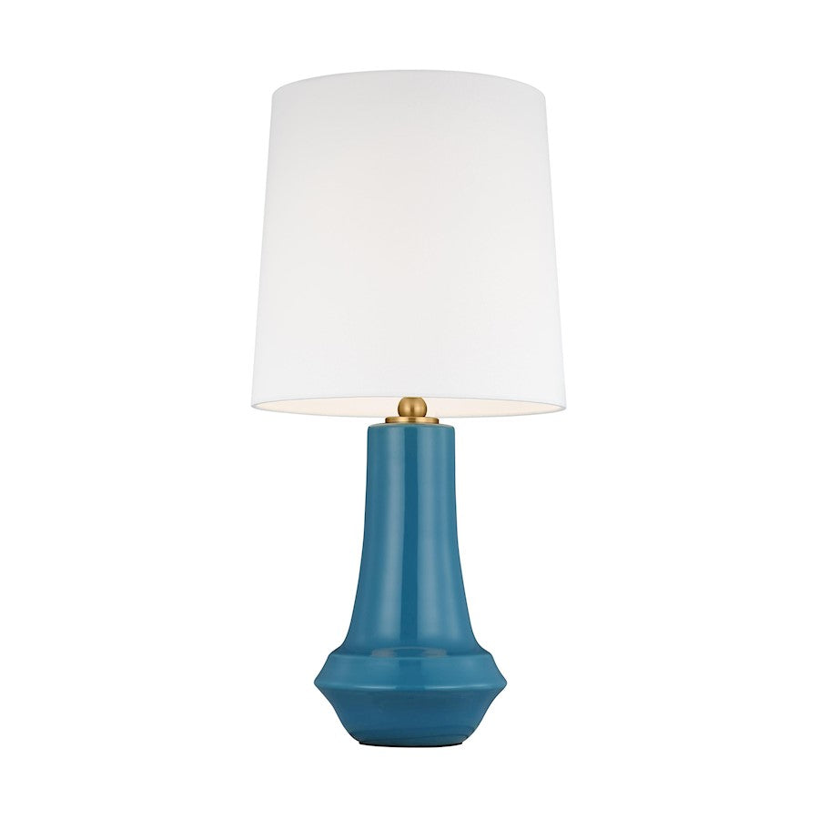 Studio Jenna 1-Lt Med Table Lamp, Lucent Aqua/White