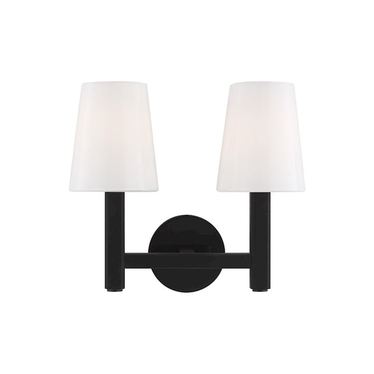 Visual Comfort Studio Logan 2 Light Vanity, Aged Iron/Milk White - TV1122AI