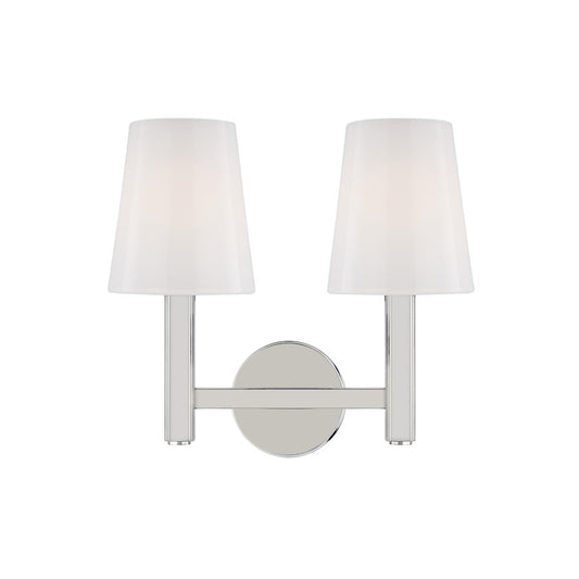 Visual Comfort Studio Logan 2-Lt Vanity, Pol Nickel/Milk White - TV1122PN