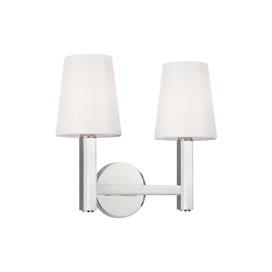 2 Light Bathroom Vanity Light, Polished Nickel