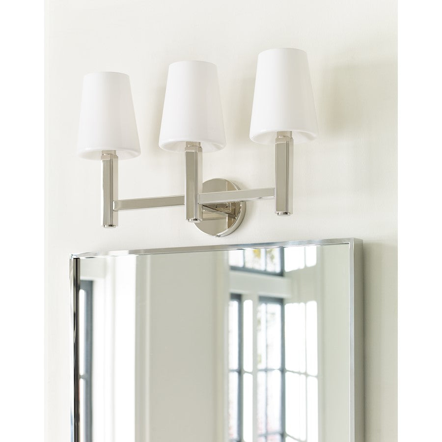 3 Light Bathroom Vanity Light, Polished Nickel