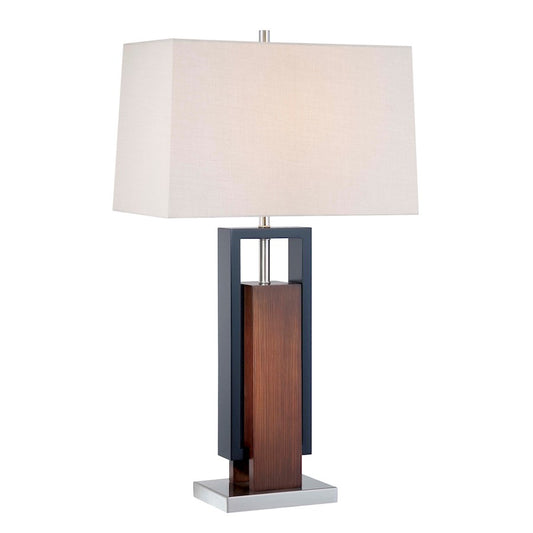 Minka Lavery Ambience 31.5in Table Lamp | Transitional Walnut, Black Wood, Brushed Nickel | Living Room & Bedroom Accent | Model 10034-0