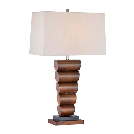 Minka Laver Ambience 1-Light Table Lamp | Transitional Walnut-Black Wood | Living Room & Bedroom Side Table | 31in H | Model 10036-0
