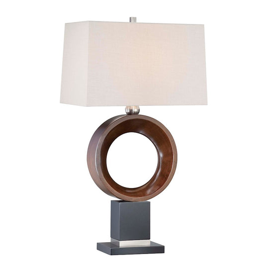Minka Laver Ambience 1-Light Table Lamp | Transitional Walnut-Black Wood and Brushed Nickel | Living Room & Bedroom Side Table | 32in | Model 10040-0