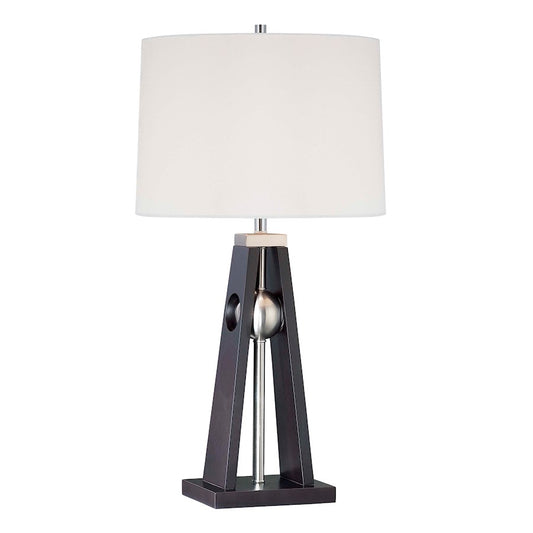Minka Lavery Ambience 32in Table Lamp | Transitional Dark Wood and Brushed Nickel | Living Room & Bedroom Accent | 16 x 32 in | Model 10052-0