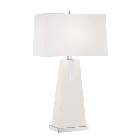 Minka Lavery Ambience 32in Table Lamp | Traditional White Wood and Chrome | Living Room & Bedroom Accent | 18 x 10 x 32 in | Model 10053-0