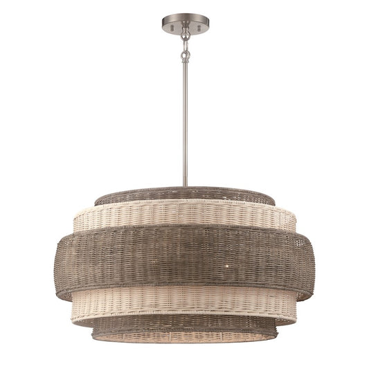 Minka Lavery Montauk Bay 25.25in 5-Light Pendant | Transitional Brushed Nickel and Clear Glass | Kitchen Island & Dining Room | Model 1075-84