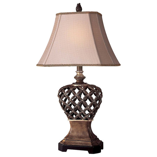 Minka Lavery Ambience 1-Light Table Lamp | Traditional Warm Pecan Finish | Living Room & Bedroom Accent | 10 x 14 x 28 in | Model 10821-0