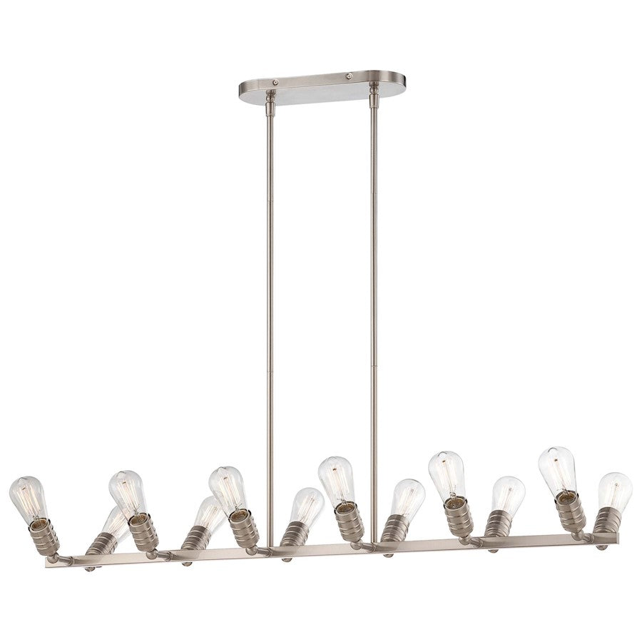 Minka Lavery Downtown Edison 41in 12-Light Island Light | Industrial Brushed Nickel | Kitchen Island & Dining Room | 41 x 16 x 6 in | Model 1134-84