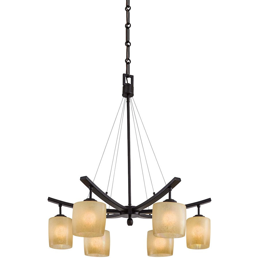 Minka Lavery Raiden 6-Light Chandelier | Transitional Iron Oxide | Dining Room & Living Room | 28 x 28 x 31 in | Model 1186-357