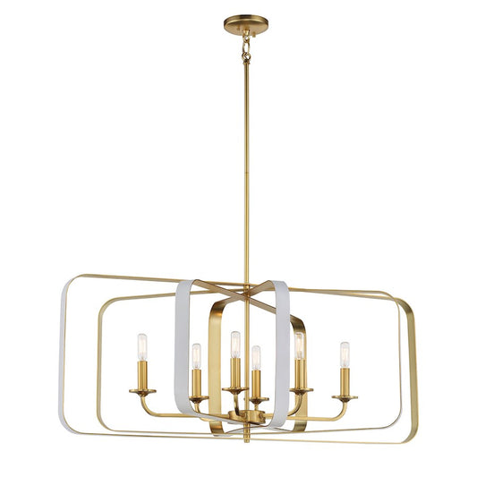 Minka Lavery 40in 6-Light Pendant | Transitional Matte White with Honey Gold | Kitchen Island & Dining Room | 40 x 40 x 28 in | Model 1217-706
