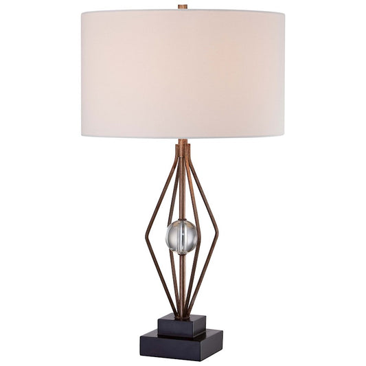 Minka Lavery Ambience 16in 1-Light Table Lamp | Traditional Silver and Light Cream Linen | Living Room & Bedroom | 16 x 28 in | Model 12412-0