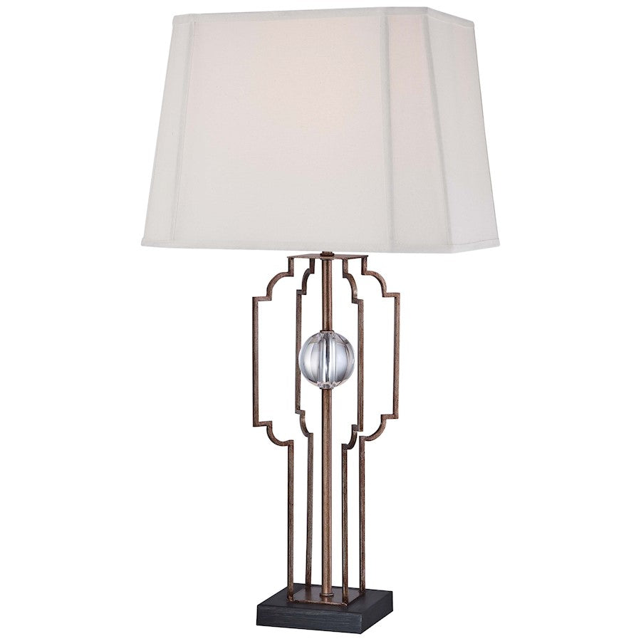 Minka Lavery Ambience 15in Table Lamp | Cream Linen Shade Traditional | Living Room & Bedroom Accent | 15 x 15 x 30 in | Model 12413-0