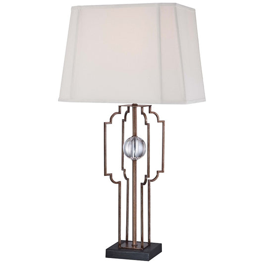 Minka Lavery Ambience 15in Table Lamp | Cream Linen Shade Traditional | Living Room & Bedroom Accent | 15 x 15 x 30 in | Model 12413-0