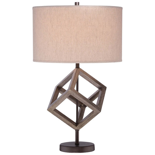 Minka Lavery Ambience 15in 1-Light Table Lamp | Transitional Walnut Finish | Living Room & Bedroom | 15 x 15 x 25 in | Model 12433-0