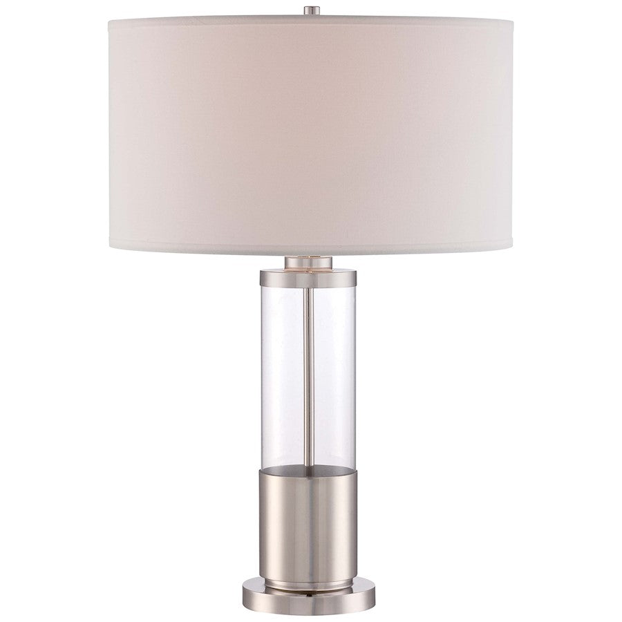 Minka Lavery Ambience 18in 1-Light Table Lamp | Transitional Polished Nickel and Clear Glass | Living Room & Bedroom | 18 x 18 x 26 in | Model 12435-1