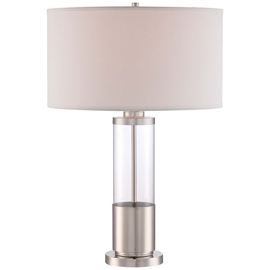 Minka Lavery Ambience 18in 1-Light Table Lamp | Transitional Polished Nickel and Clear Glass | Living Room & Bedroom | 18 x 18 x 26 in | Model 12435-1