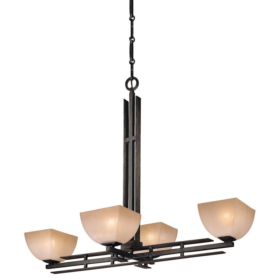 Minka Lavery Lineage 42in 4-Light Island Pendant | Transitional Iron Oxide Steel | Kitchen Island & Dining Room | 42 x 19 x 33 in | Model 1274-357