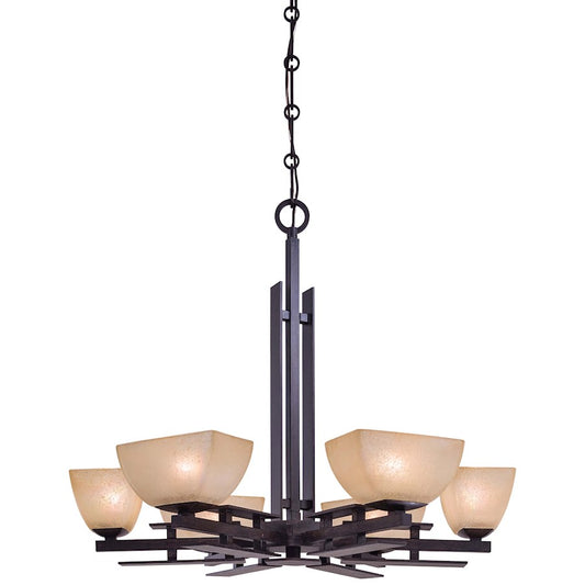 Minka Lavery Lineage 29in 6-Light Chandelier | Transitional Iron Oxide | Dining Room & Living Room | 29 x 29 x 25 in | Model 1276-357