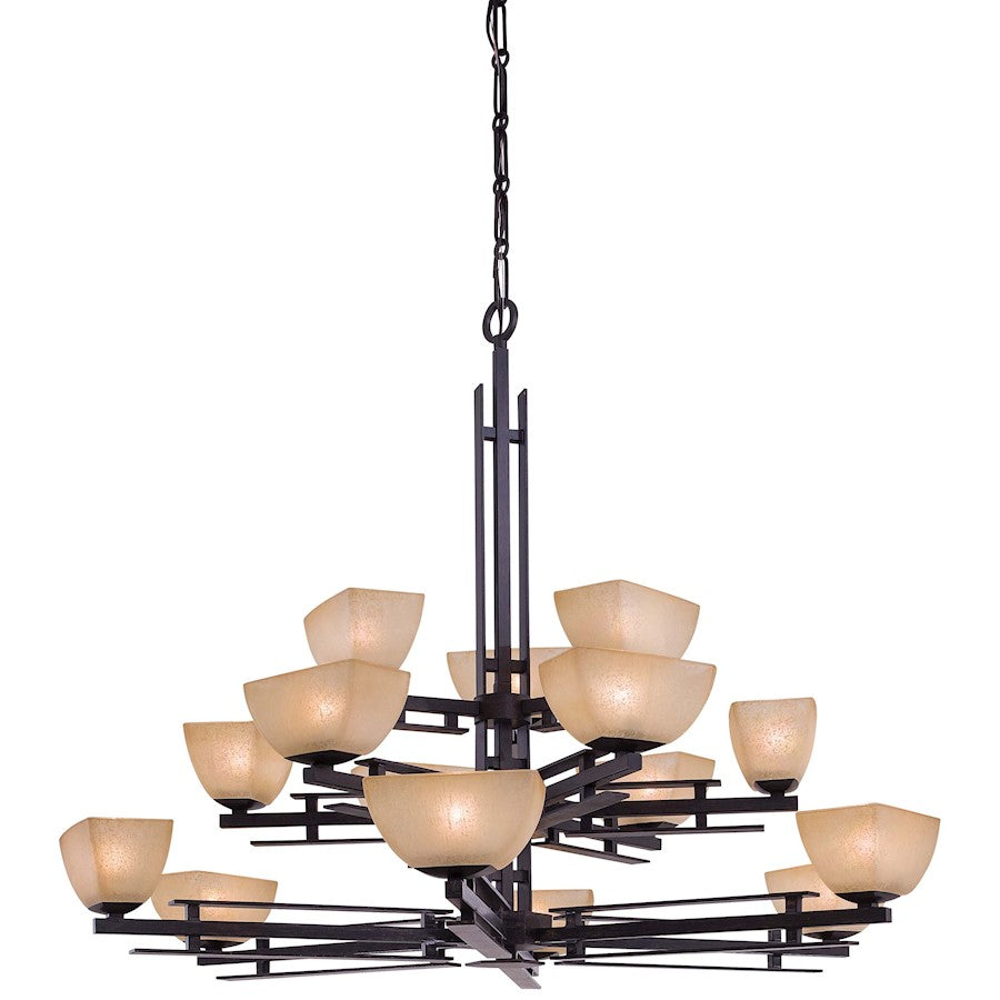 Minka Lavery Lineage 46in 15-Light Chandelier | Transitional Iron Oxide Steel | Grand Foyer & Dining Room | 46 x 46 x 35 in | Model 1278-357