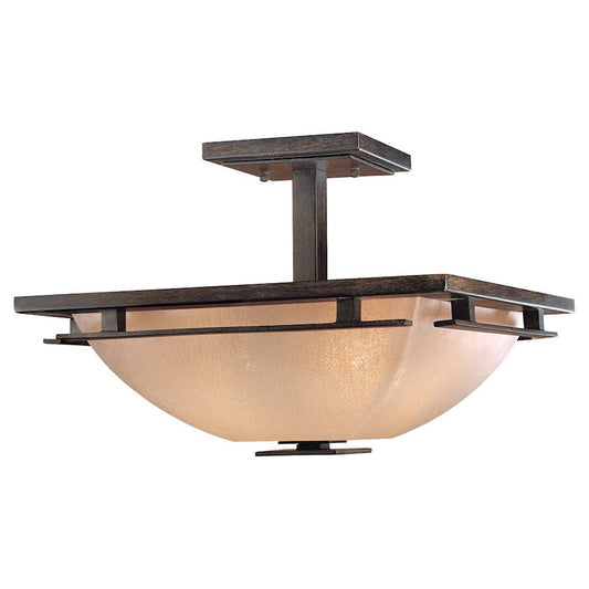 Minka Lavery Lineage 16in 2-Light Semi-Flush Mount | Transitional Iron Oxide Steel | Hallway & Bedroom Ceiling Light | Model 1279-357