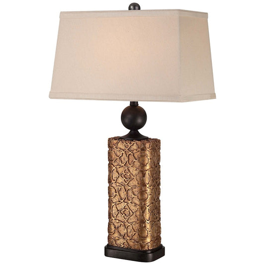 Minka Lavery Ambience 1-Light Table Lamp | Traditional Bronze with Oatmeal Linen Shade | Living Room & Bedroom Accent | 29.5 in H | Model 13045-0