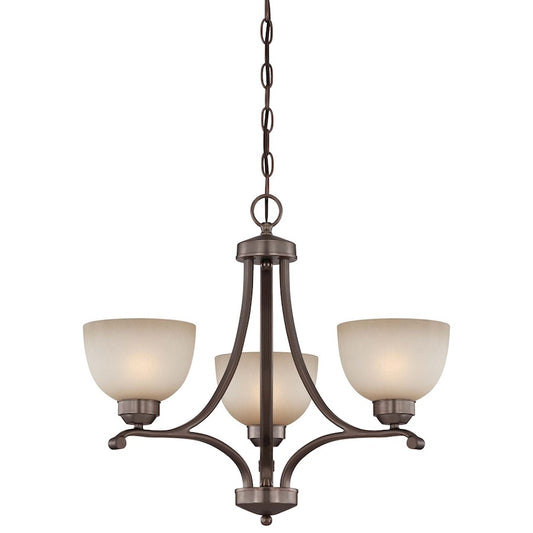 Minka Lavery Paradox 23in 3-Light Mini Chandelier | Transitional Harvard Court Bronze Plated | Dining Room & Breakfast Nook | Model 1423-281