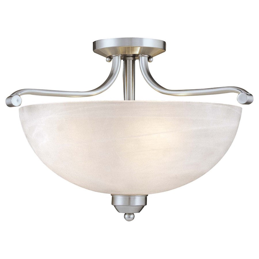 Minka Lavery Paradox 17in 3-Light Semi Flush Mount | Transitional Brushed Nickel | Bedroom & Hallway | 17 x 17 x 12 in | Model 1424-84