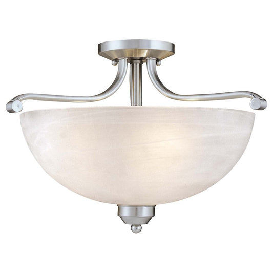 Minka Lavery Paradox 17in 3-Light Semi Flush Mount | Transitional Brushed Nickel | Bedroom & Hallway | 17 x 17 x 12 in | Model 1424-84