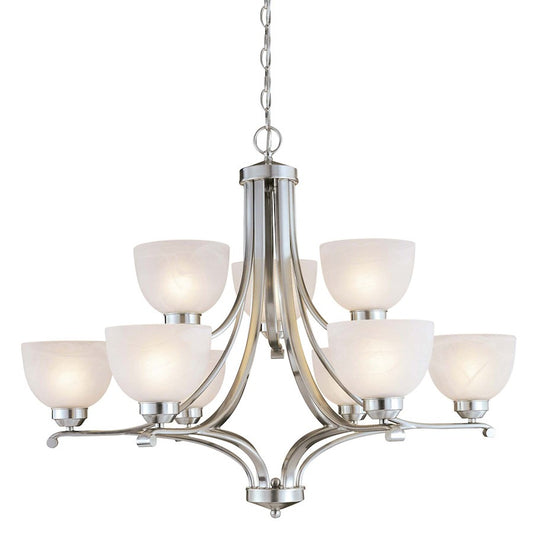 Minka Lavery Paradox 34in 9-Light Chandelier | Transitional Brushed Nickel | Dining Room & Living Room Entryway | 34 x 27 in | Model 1429-84