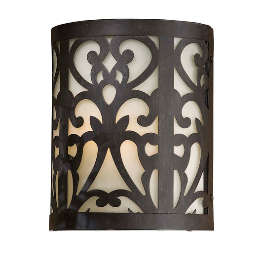 Minka Lavery Nanti 1-Light Wall Sconce | Traditional Iron Oxide and Vanilla Glass | Hallway & Bathroom Accent Light | 8 x 10 in | Model 1490-A357-PL