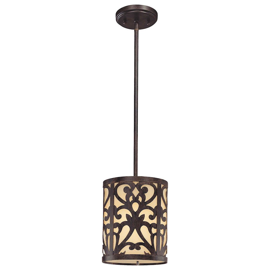 Minka Lavery Nanti 8in 1-Light Mini Pendant | Traditional Iron Oxide and Vanilla Glass | Kitchen Island Accent | 8 x 8 x 11 in | Model 1491-357