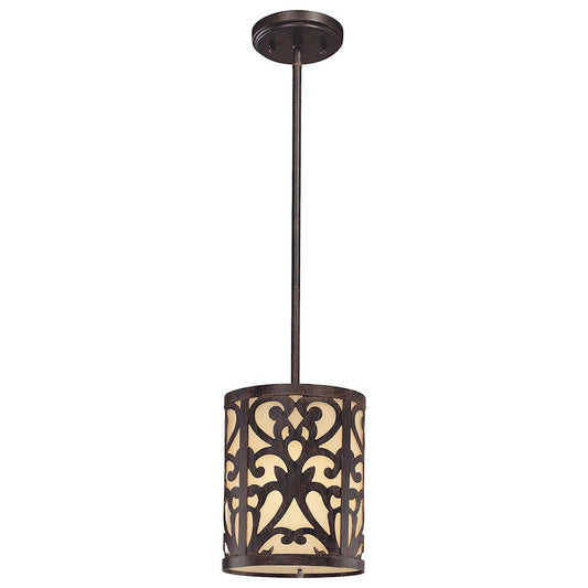 Minka Lavery Nanti 8in 1-Light Mini Pendant | Traditional Iron Oxide and Vanilla Glass | Kitchen Island Accent | 8 x 8 x 11 in | Model 1491-357