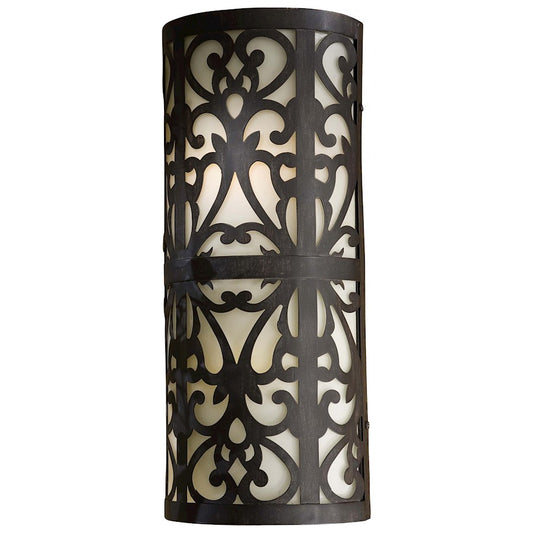 Minka Lavery Nanti 2-Light Wall Sconce | Transitional Iron Oxide and Champagne Silver with Etched Vanilla Glass | Living Room & | Model 1492-357-PL