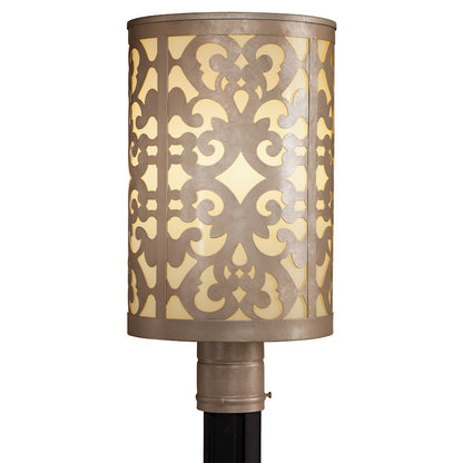 Minka Lavery Nanti 9in 1-Light Post Mount | Champagne Silver Steel and Etched Vanilla Glass | Outdoor Entry & Pathway | 9 x 18 in | Model 1496-252-PL