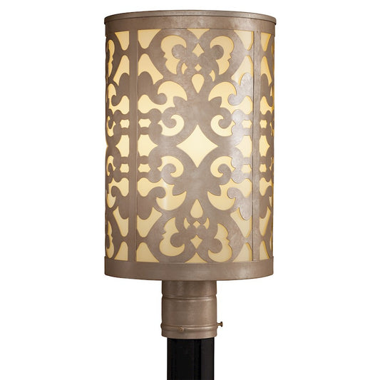 Minka Lavery Nanti 9in 1-Light Post Mount | Champagne Silver Steel and Etched Vanilla Glass | Outdoor Entry & Pathway | 9 x 18 in | Model 1496-252-PL