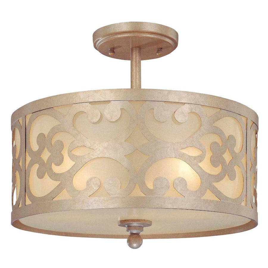 Minka Lavery Nanti 14in 3-Light Semi Flush Mount | Traditional Champagne Silver and Vanilla Glass | Entryway & Hallway | Model 1498-252
