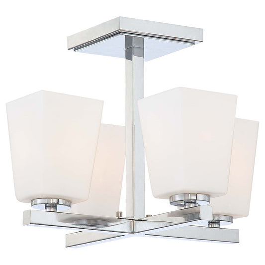 Minka Lavery City Square 14in 4-Light Semi Flush Mount | Contemporary Chrome | Living Room & Bedroom Ceiling Light | 14 x 14 x 11 in | Model 1542-77
