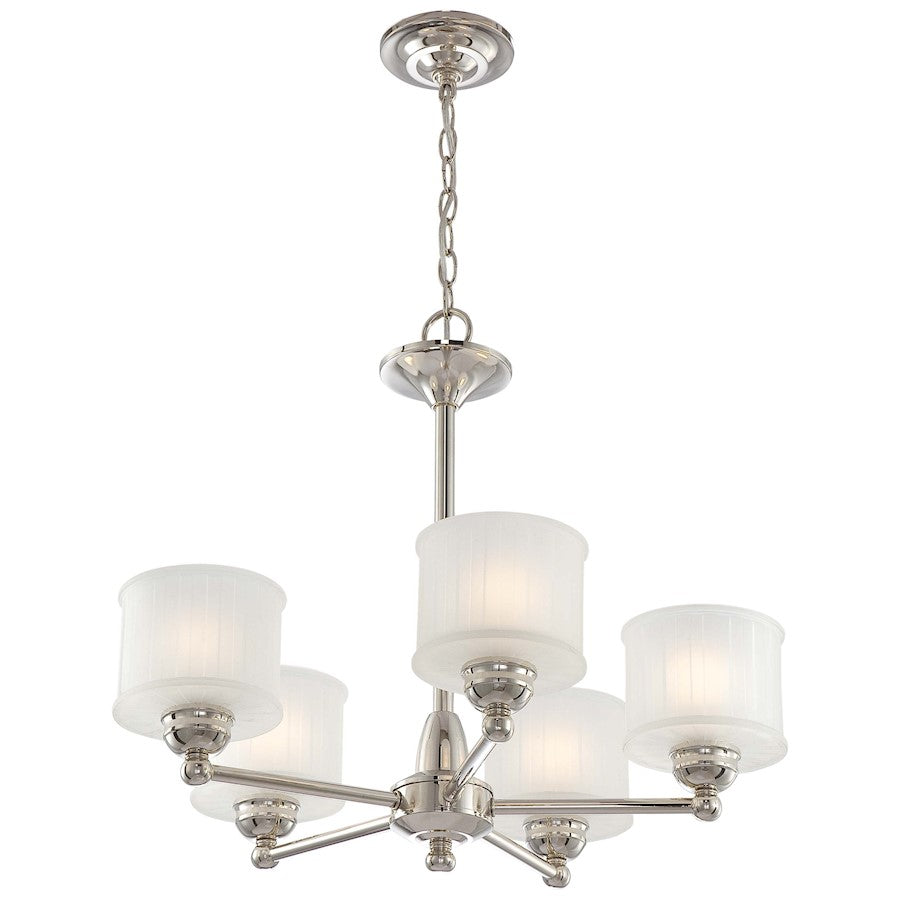 Minka Lavery 1730 Series 24in 5-Light Chandelier | Transitional Polished Nickel and Clear Glass | Dining Room & Living Room | Model 1735-613