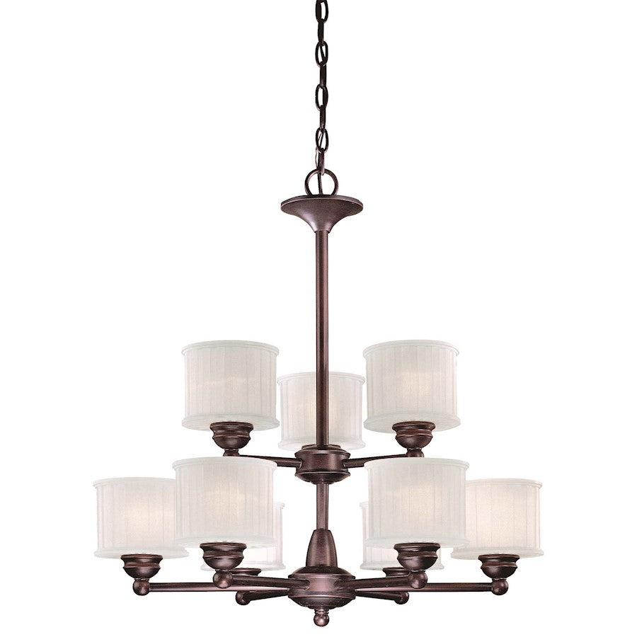 Minka Lavery 1730 Series 27in 9-Light Chandelier | Transitional Lathan Bronze and Clear Glass | Dining Room & Living Room | Model 1739-167