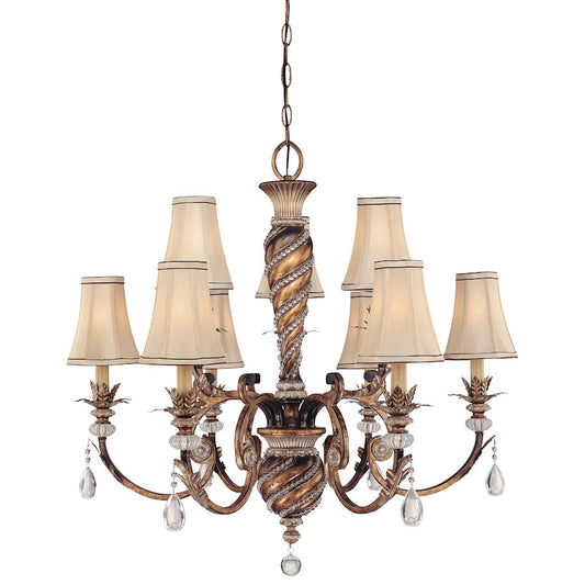 Minka Lavery Aston Court 33in 9-Light Chandelier | Traditional Aston Court Bronze and Clear Glass | Dining Room & Living Room | Model 1748-206