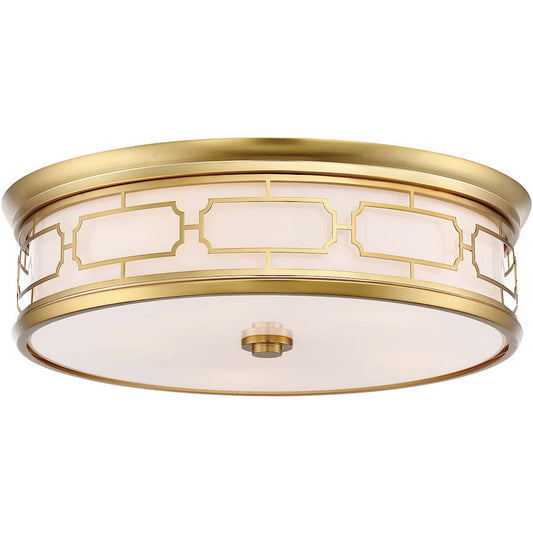 Minka Lavery 20in Flush Mount | Transitional Liberty Gold and Etched Opal Glass | Living Room & Dining Room Ceiling Light | Model 1826-249