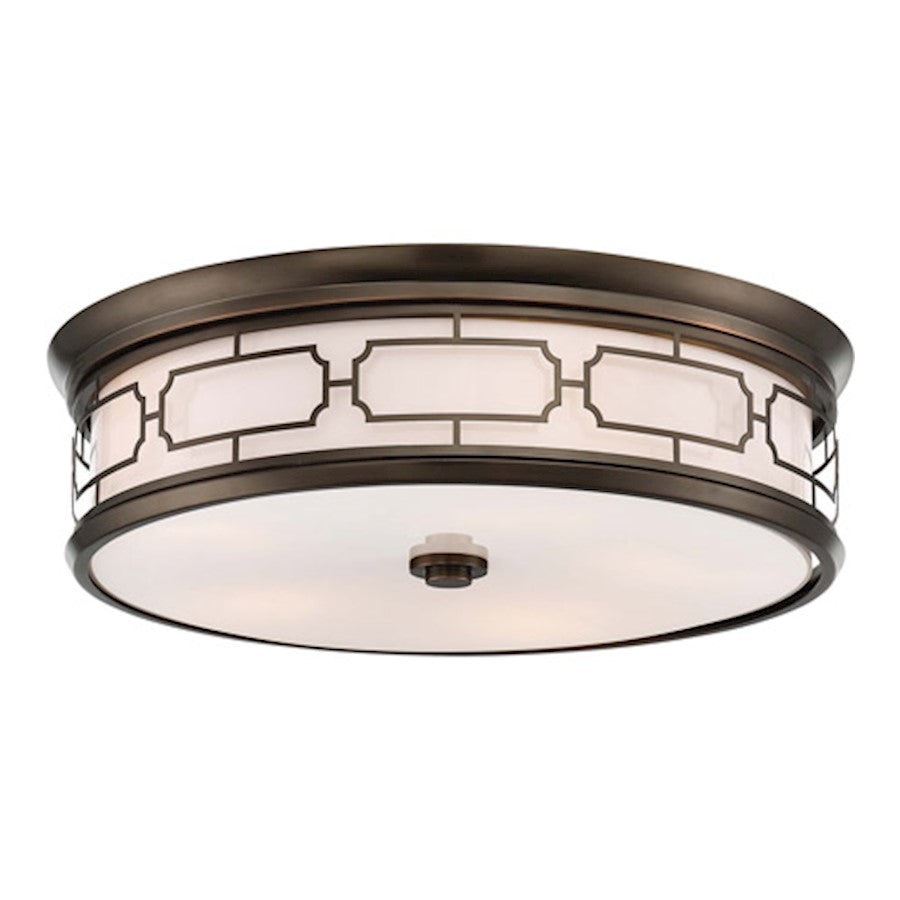 Minka Lavery 20in LED Flush Mount | Transitional Harvard Court Bronze and Etched Opal Glass | Living Room & Dining Room Ceiling | Model 1826-281-L