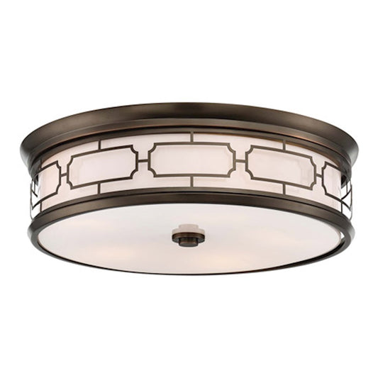 Minka Lavery 20in LED Flush Mount | Transitional Harvard Court Bronze and Etched Opal Glass | Living Room & Dining Room Ceiling | Model 1826-281-L