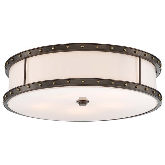 Minka Lavery 20in Flush Mount | Transitional Harvard Court Bronze and Etched Opal Glass | Entryway & Hallway | 20 x 20 x 6 in | Model 1827-103