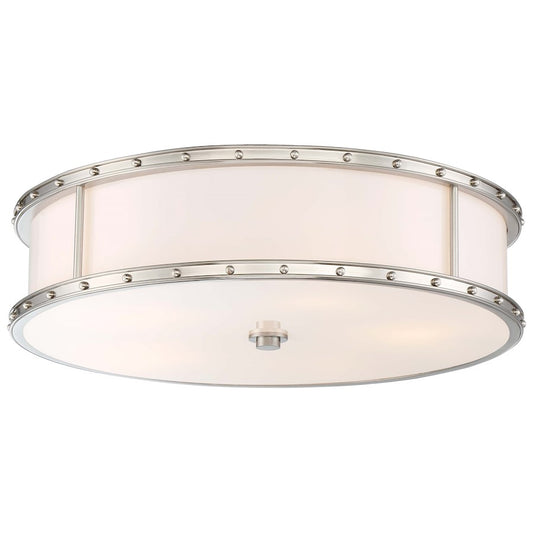 Minka Lavery 20.25in Flush Mount | Brushed Nickel and Etched White Glass | Bedroom & Hallway Ceiling Light | 20.25 x 20.25 x 6 in | Model 1827-84